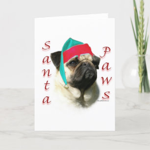 Pug (fawn) Santa Paws Holiday Card