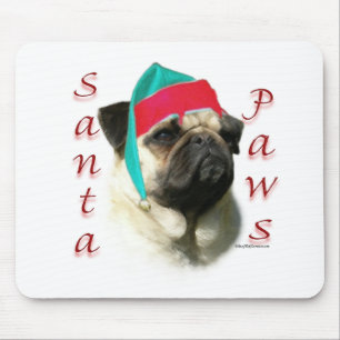 Pug (fawn) Santa Paws Mouse Mat