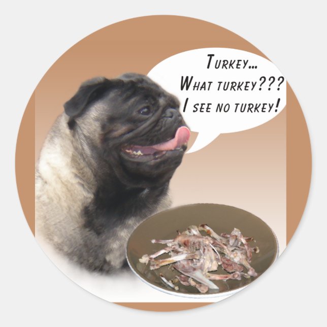 Pug (fawn) Turkey Classic Round Sticker (Front)