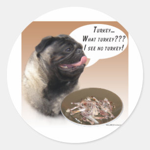 Pug (fawn) Turkey Classic Round Sticker