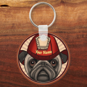 Pug Firefighter  keychain