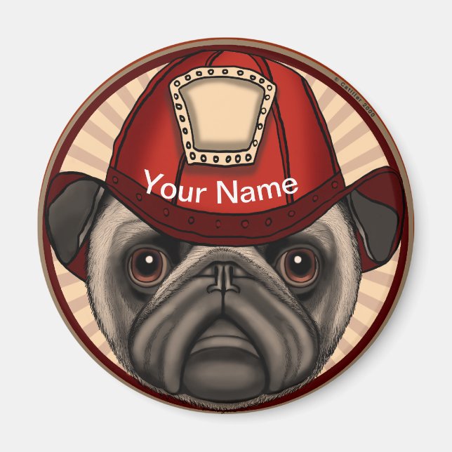 Pug Firefighter magnet (Front)