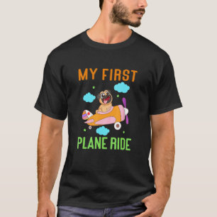 Pug First Time Flying Aeroplane Ride Boys Girls T-Shirt