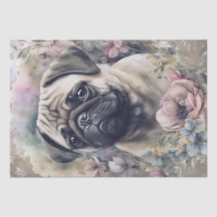 Pug Floral Dog Tissue Paper