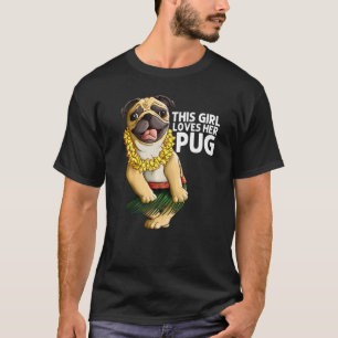 Pug For Girls Kids Hula Dancer Aloha Pug T-Shirt