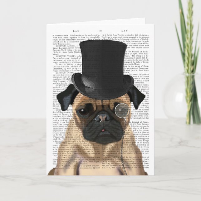 Pug, Formal Hound and Hat Card (Front)