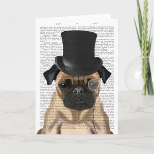 Pug, Formal Hound and Hat Card