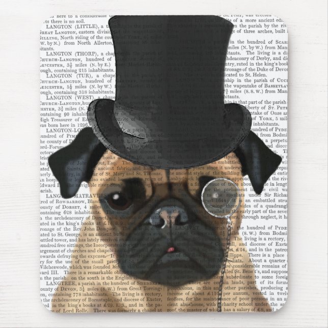 Pug, Formal Hound and Hat Mouse Mat (Front)