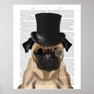 Pug, Formal Hound and Hat Poster