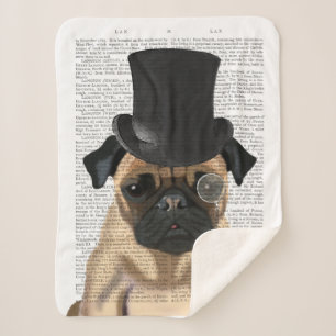 Pug, Formal Hound and Hat Sherpa Blanket