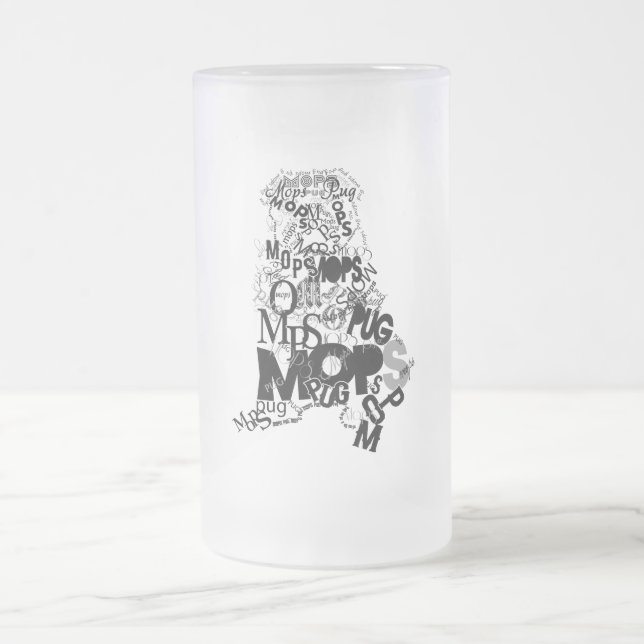 Pug Frosted Glass Beer Mug (Center)