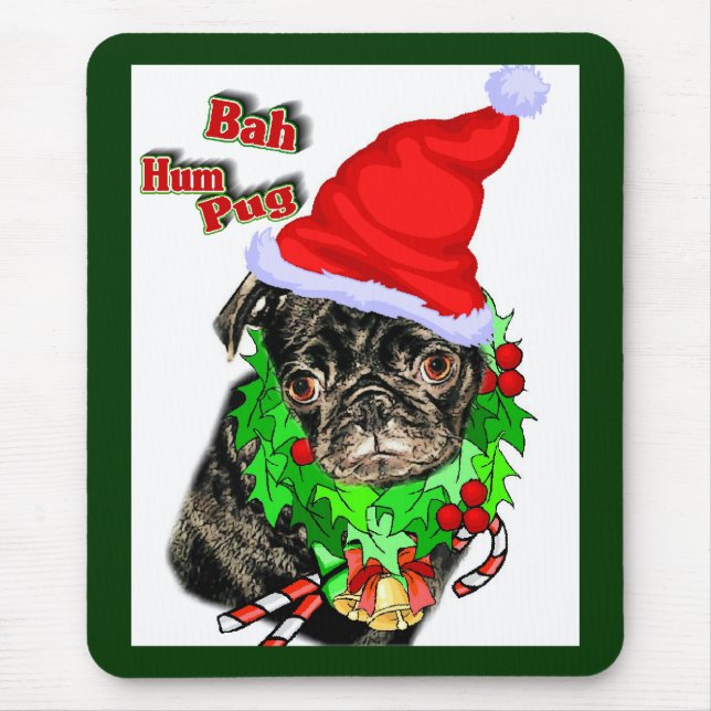 Pug  Funny Christmas Gifts Mouse Mat (Front)
