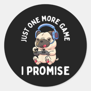 Pug Gamer Dog Lover Video Game Boys Girls Gift 1 Classic Round Sticker