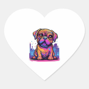 Pug Graffiti Pug Owner Pug Lover    Heart Sticker
