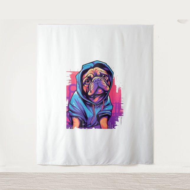 Pug Graffiti Pug Owner Pug Lover  Tapestry (Front)