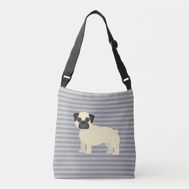 Pug Gray Lined Crossbody Bag (Front)
