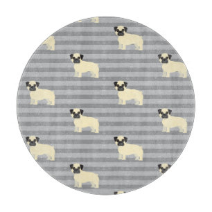 Pug Gray Lined Cutting Board