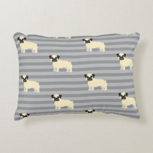 Pug Gray Lined Decorative Cushion