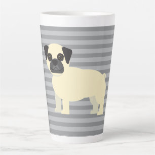 Pug Gray Lined Latte Mug