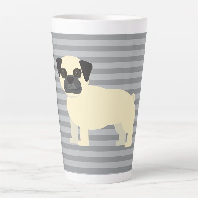 Pug Gray Lined Latte Mug (Front)