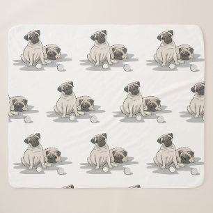Pug Group Cartoon Sherpa Blanket