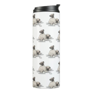 Pug Group Cartoon Thermal Tumbler