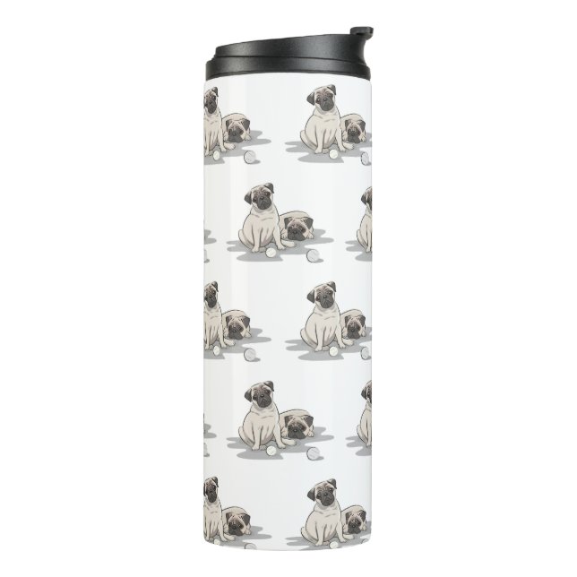 Pug Group Cartoon Thermal Tumbler (Rotated Left)