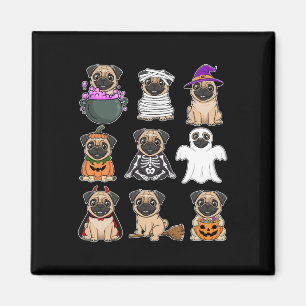 Pug Halloween Costume Spooky Ghost Pumpkin Pug Hal Magnet