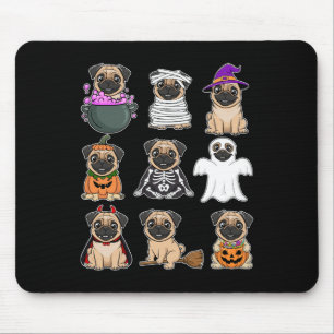 Pug Halloween Costume Spooky Ghost Pumpkin Pug Hal Mouse Mat