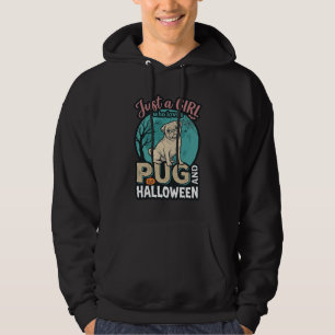 Pug Halloween Girl Vintage Vector Design_1 Hoodie