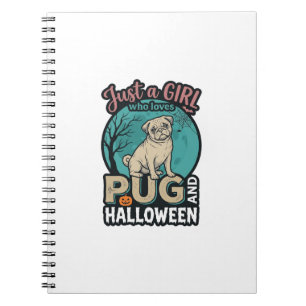 Pug Halloween Girl Vintage Vector Design_1 Notebook