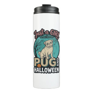 Pug Halloween Girl Vintage Vector Design_1 Thermal Tumbler