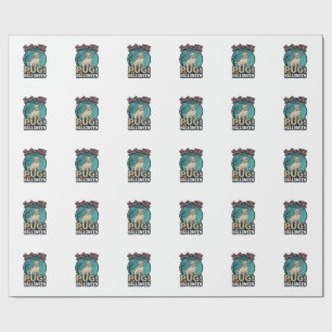 Pug Halloween Girl Vintage Vector Design_1 Wrapping Paper