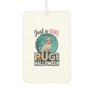 Pug Halloween Girl Vintage Vector Design (2)_1 Car Air Freshener