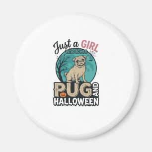 Pug Halloween Girl Vintage Vector Design (2)_1 Magnet