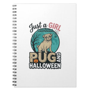 Pug Halloween Girl Vintage Vector Design (2)_1 Notebook
