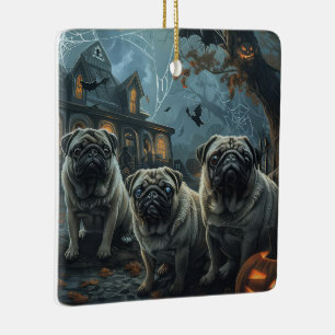 Pug Halloween Night Doggy Delight Ceramic Ornament