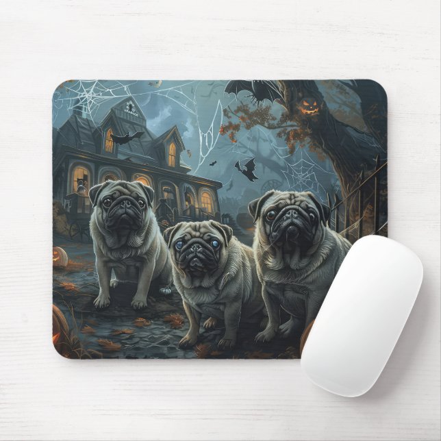 Pug Halloween Night Doggy Delight Mouse Mat (With Mouse)