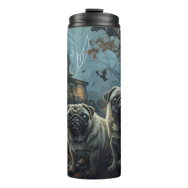 Pug Halloween Night Doggy Delight Thermal Tumbler (Front)