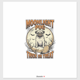 Pug Halloween Shirt with Vintage Engraving Moon_1