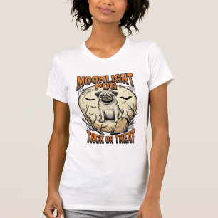 Pug Halloween Shirt with Vintage Engraving Moon_1