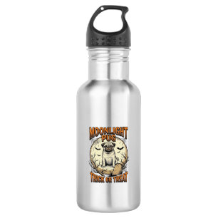 Pug Halloween Shirt with Vintage Engraving Moon_1 532 Ml Water Bottle