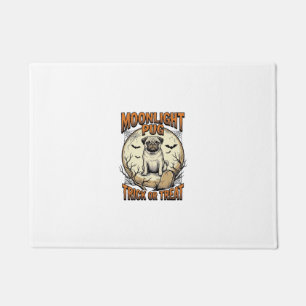 Pug Halloween Shirt with Vintage Engraving Moon_1 Doormat