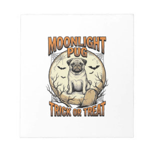 Pug Halloween Shirt with Vintage Engraving Moon_1 Notepad