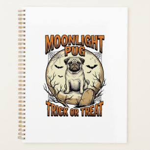 Pug Halloween Shirt with Vintage Engraving Moon_1 Planner