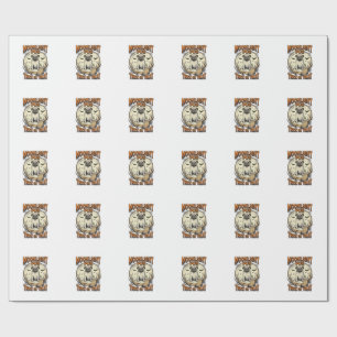 Pug Halloween Shirt with Vintage Engraving Moon_1 Wrapping Paper