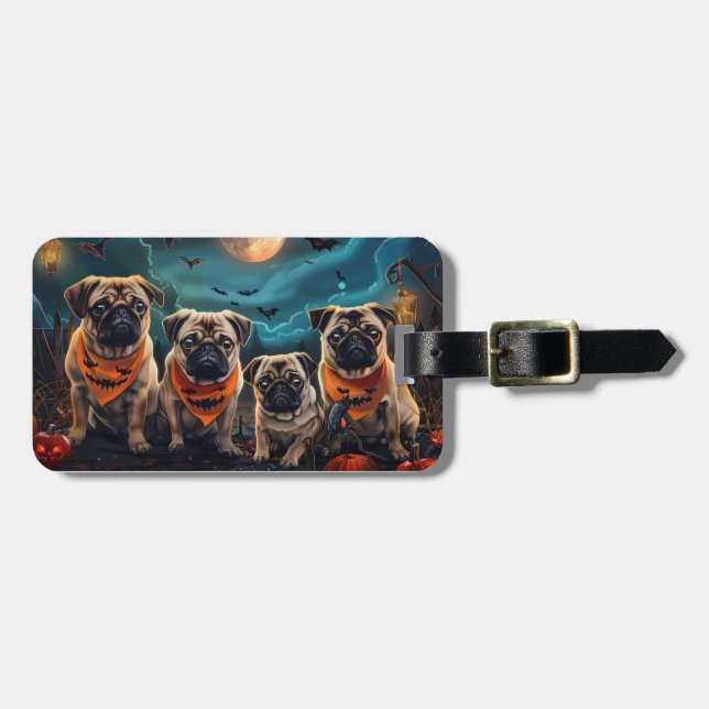Pug Halloween Spooky  Luggage Tag (Front Horizontal)