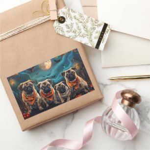 Pug Halloween Spooky  Rectangular Sticker