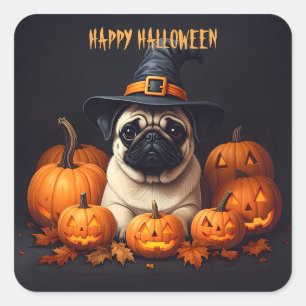 Pug Halloween Square Sticker