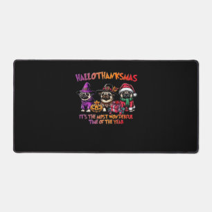 Pug Halloween Thanksgiving Christmas Classic T-Shi Desk Mat
